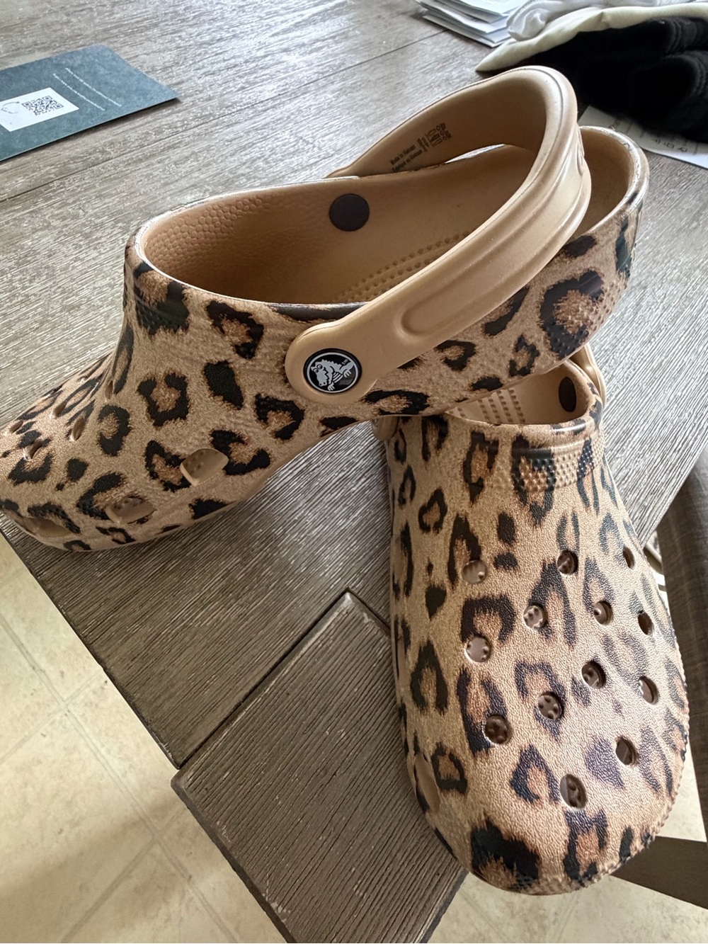 CROCS Leopard Print Clog in Tan